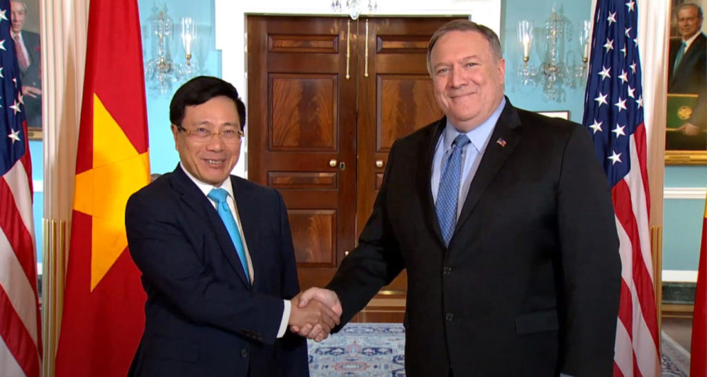 Ngoại trưởng Mỹ Pompeo gặp Phó Thủ tướng-Bộ trưởng Ngoại giao VN Phạm Bình Minh, tháng 7/2018