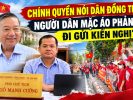 Chính quyền nói dân đồng thuận, người dân mặc áo phản đối đi gửi kiến nghị